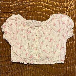 Floral White Crop Top